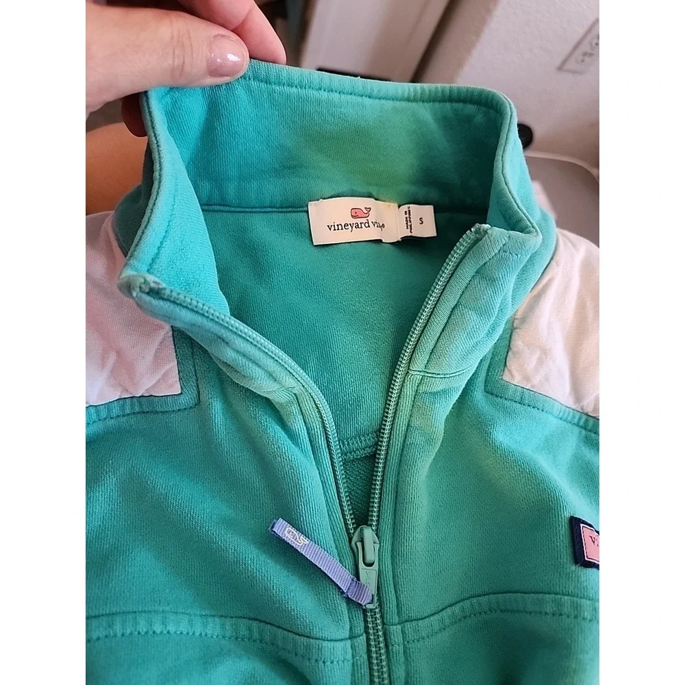 Vineyard Vines Shep Shirt S‎ Small Teal With Gray panel Performance Pullover - Picture 9 of 11